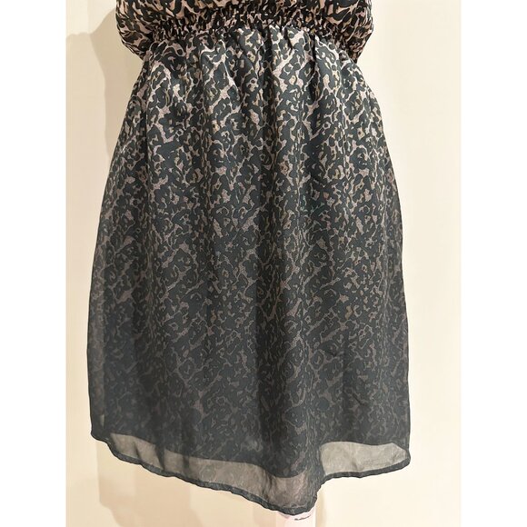 Leopard Print Dress Womens Size XS Ruffle Neckline Elastic Waist - Picture 4 of 8